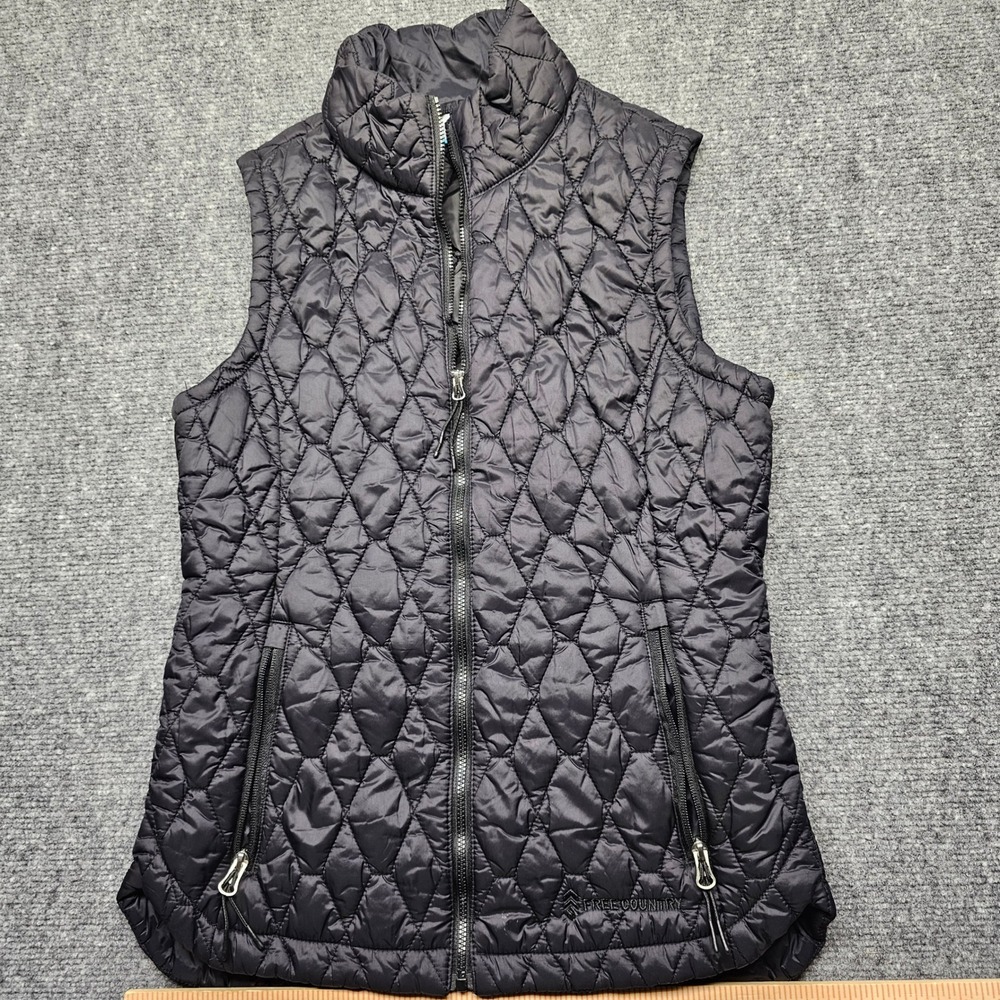 Free Country Womens Black Diamond Quilted Puffer Vest S 51-L1623S